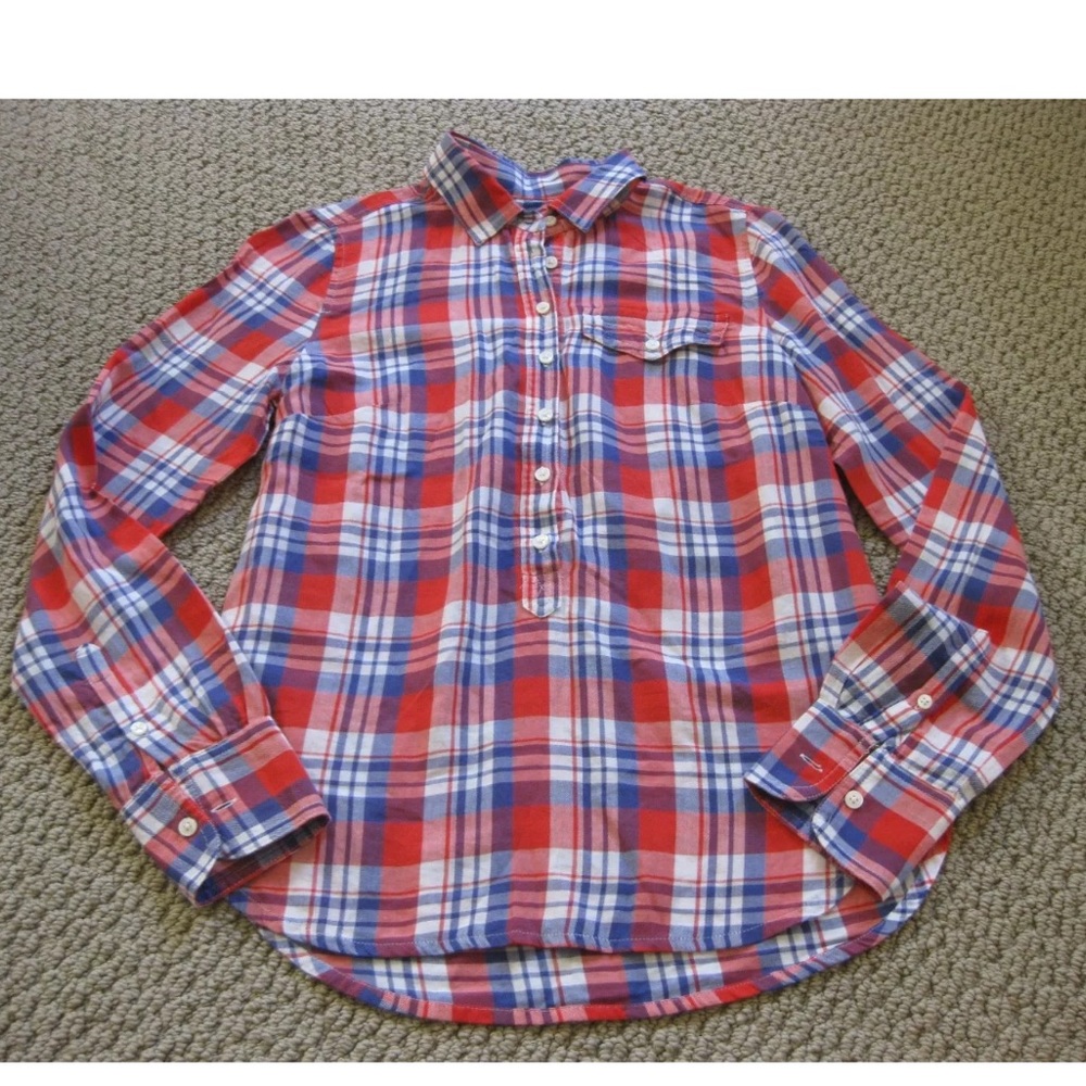 J. Crew Factory Fall Cotton Popover Blouse XXS